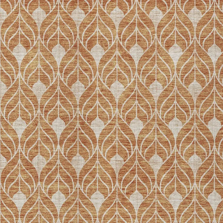 5' X 8' Copper And Beige Geometric Washable Indoor Outdoor Area Rug