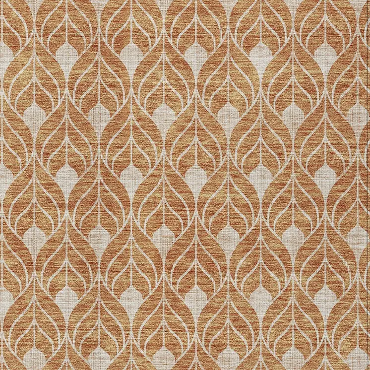 8' X 10' Copper And Beige Geometric Washable Indoor Outdoor Area Rug