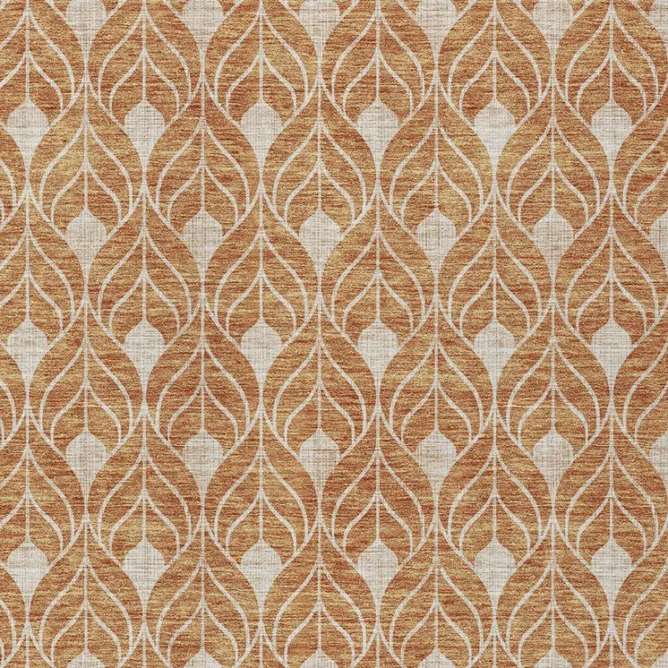 10' X 14' Copper And Beige Geometric Washable Indoor Outdoor Area Rug