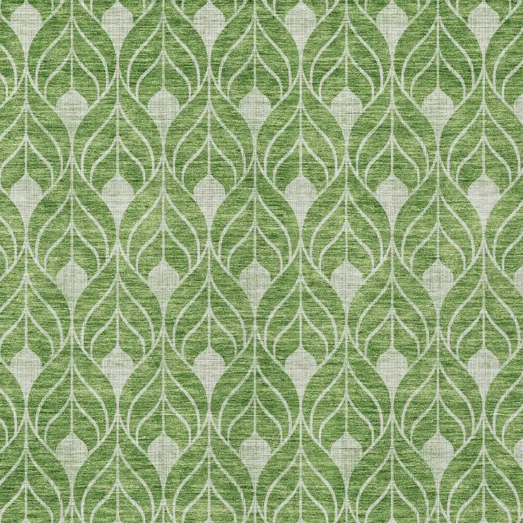 3' X 5' Green And Light Green Geometric Washable Indoor Outdoor Area Rug