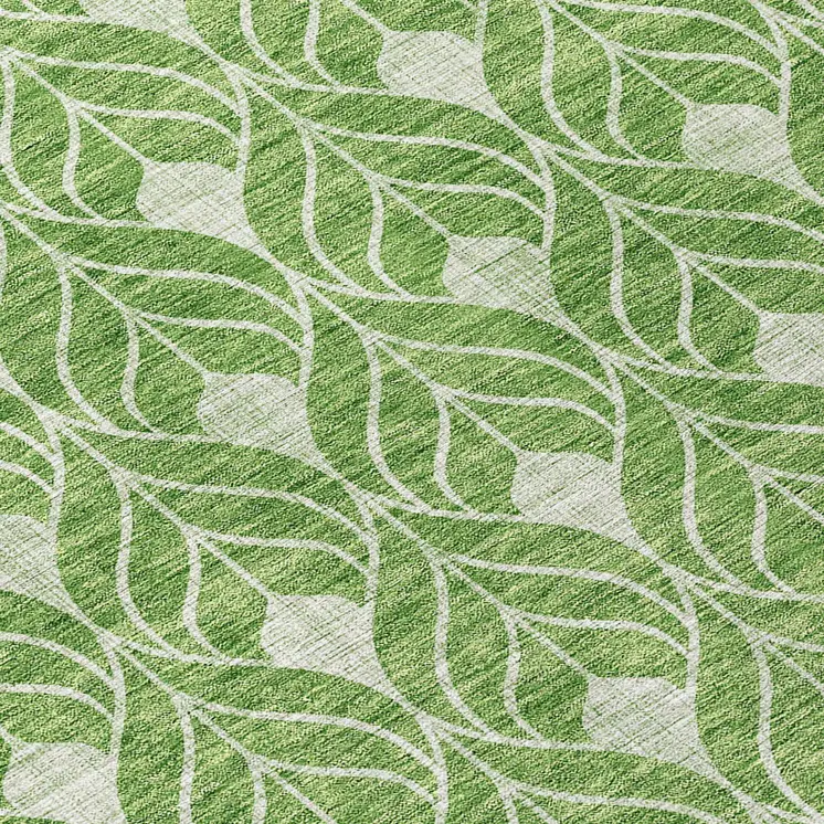 8' Green And Light Green Round Geometric Washable Indoor Outdoor Area Rug