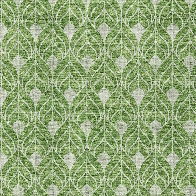 10' X 14' Green And Light Green Geometric Washable Indoor Outdoor Area Rug