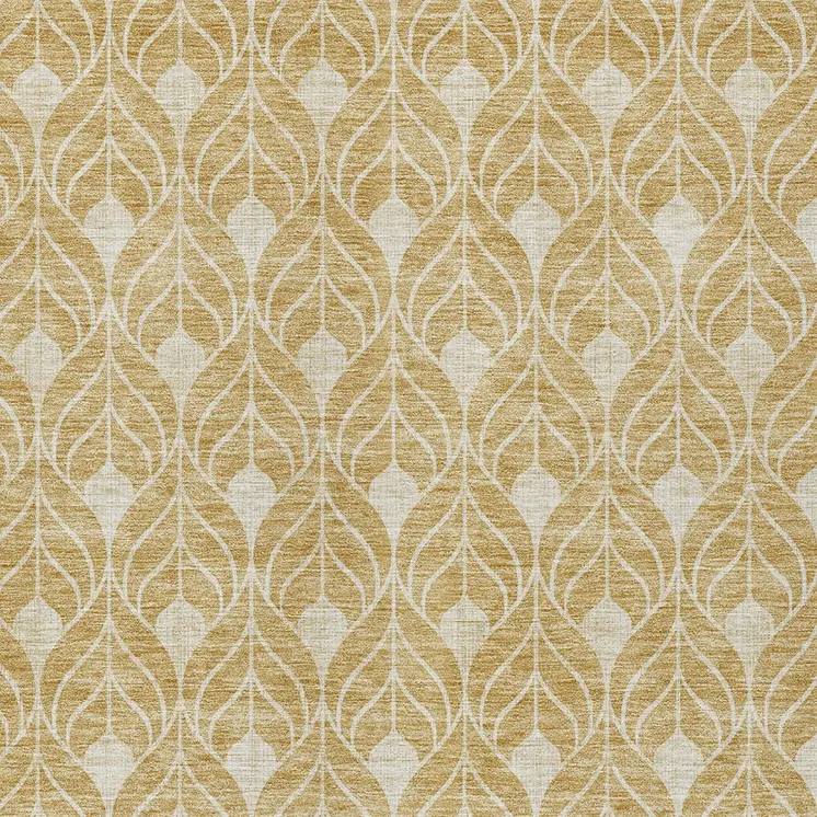 3' X 5' Gold And Ivory Geometric Washable Indoor Outdoor Area Rug