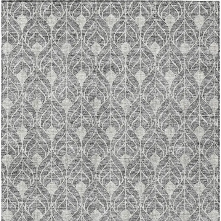 10' X 14' Gray And Light Gray Geometric Washable Indoor Outdoor Area Rug