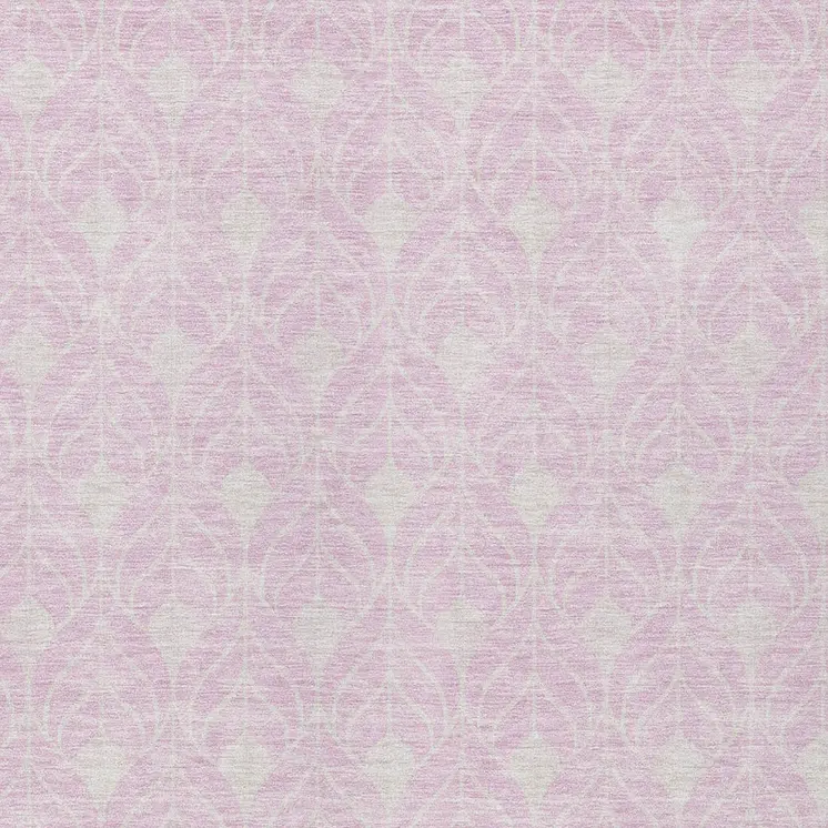 3' X 5' Pink And Ivory Geometric Washable Indoor Outdoor Area Rug