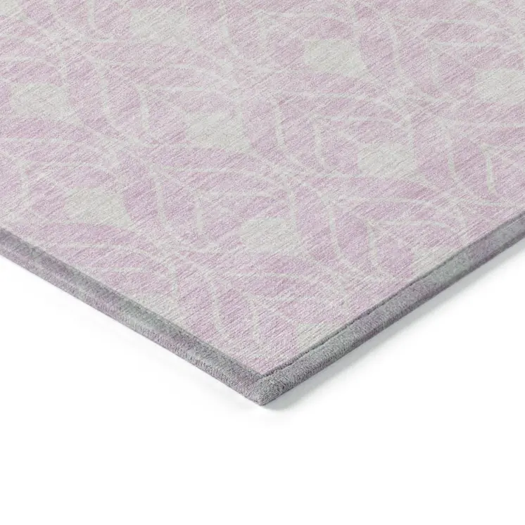8' X 10' Pink And Ivory Geometric Washable Indoor Outdoor Area Rug