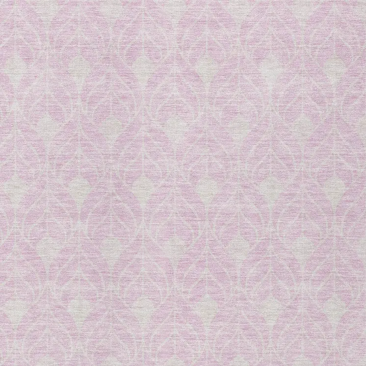 8' X 10' Pink And Ivory Geometric Washable Indoor Outdoor Area Rug