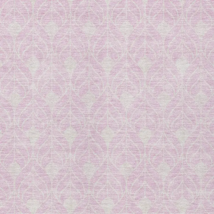 9' X 12' Pink And Ivory Geometric Washable Indoor Outdoor Area Rug