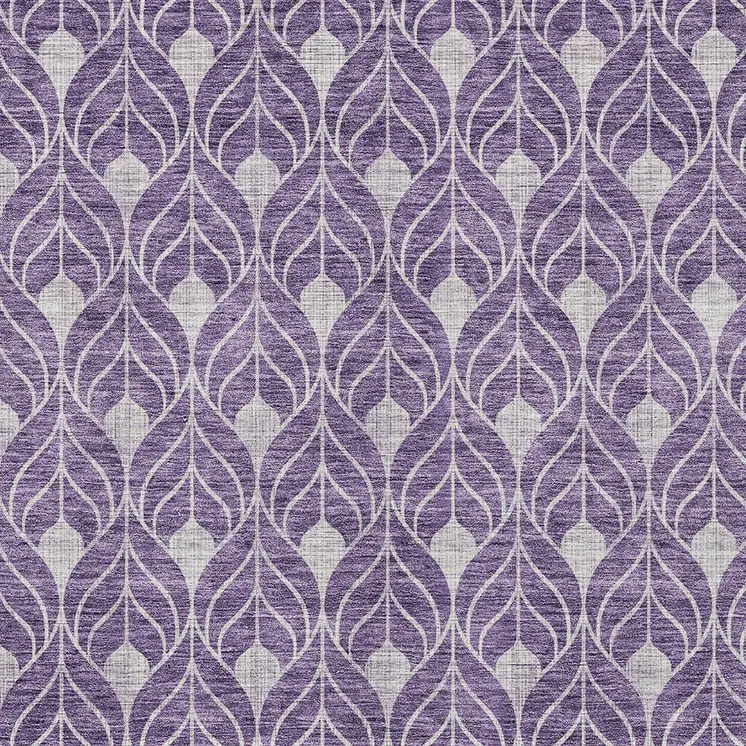 3' X 5' Purple And Ivory Geometric Washable Indoor Outdoor Area Rug