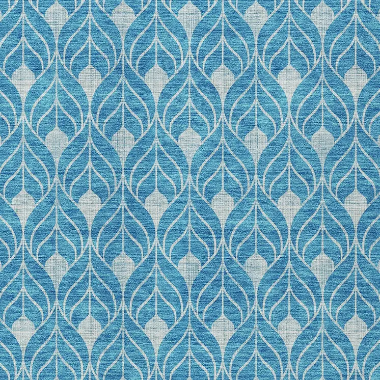 3' X 5' Teal Blue And Ivory Geometric Washable Indoor Outdoor Area Rug