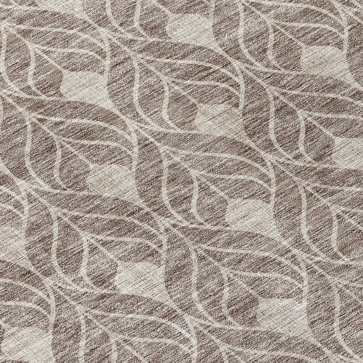 8' Taupe And Beige Round Geometric Washable Indoor Outdoor Area Rug