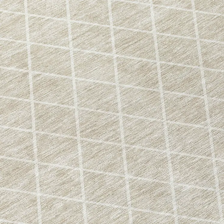 3' X 5' Beige And Ivory Geometric Washable Indoor Outdoor Area Rug