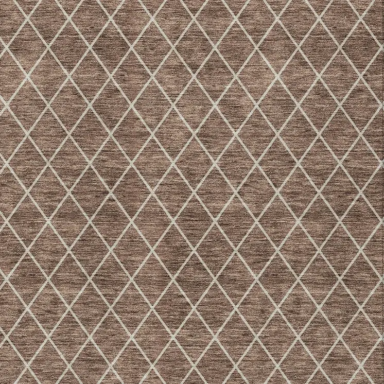 3' X 5' Brown And Beige Geometric Washable Indoor Outdoor Area Rug
