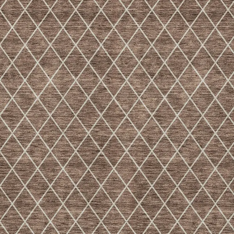 5' X 8' Brown And Beige Geometric Washable Indoor Outdoor Area Rug