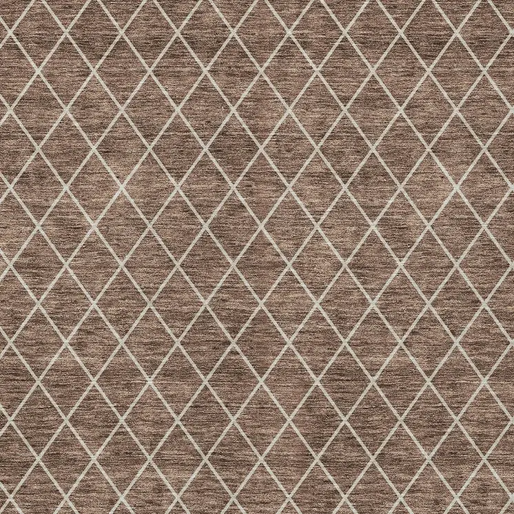 8' X 10' Brown And Beige Geometric Washable Indoor Outdoor Area Rug