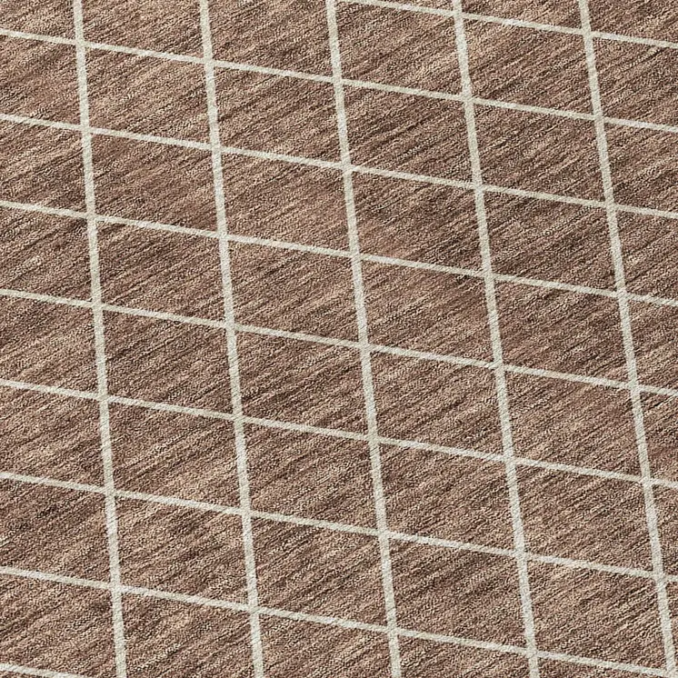 8' X 10' Brown And Beige Geometric Washable Indoor Outdoor Area Rug