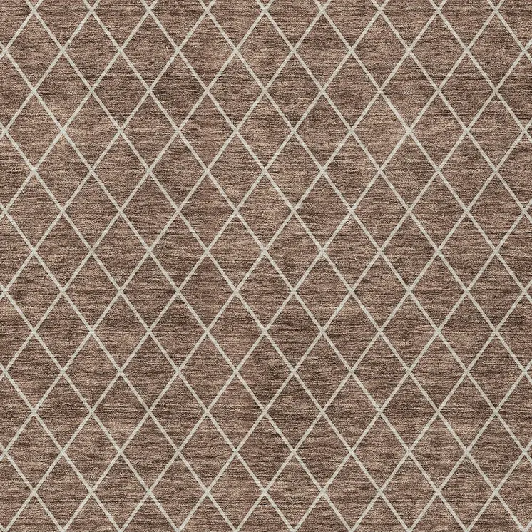 9' X 12' Brown And Beige Geometric Washable Indoor Outdoor Area Rug
