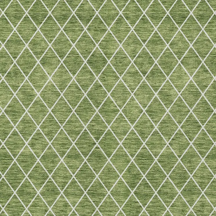 8' X 10' Green And Ivory Geometric Washable Indoor Outdoor Area Rug