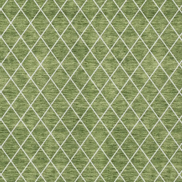 9' X 12' Green And Ivory Geometric Washable Indoor Outdoor Area Rug