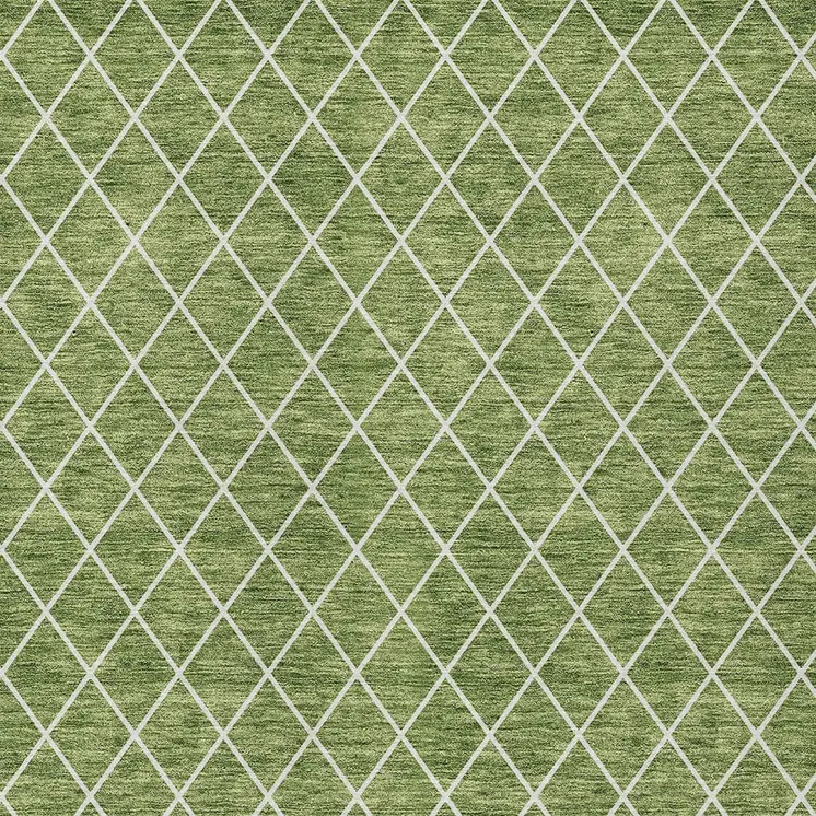 10' X 14' Green And Ivory Geometric Washable Indoor Outdoor Area Rug