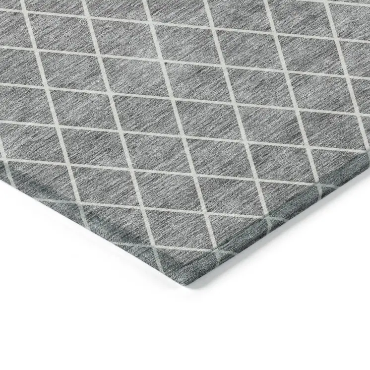 5' X 8' Gray And Ivory Geometric Washable Indoor Outdoor Area Rug
