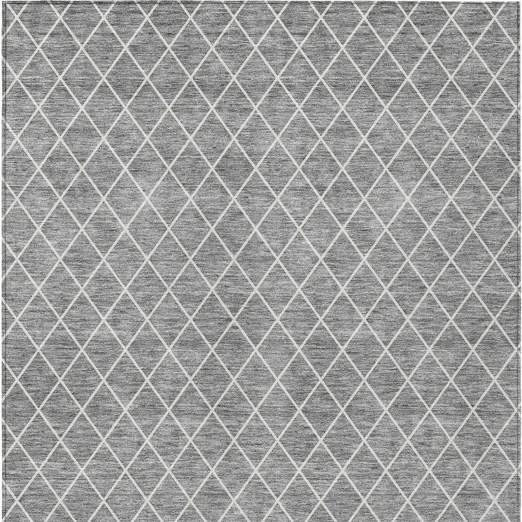 8' X 10' Gray And Ivory Geometric Washable Indoor Outdoor Area Rug