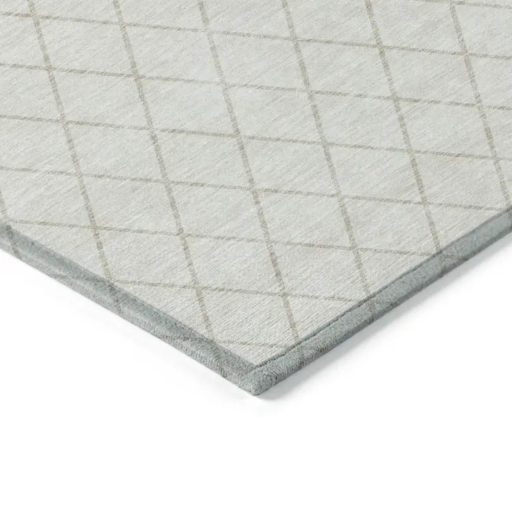 3' X 5' Ivory And Beige Geometric Washable Indoor Outdoor Area Rug