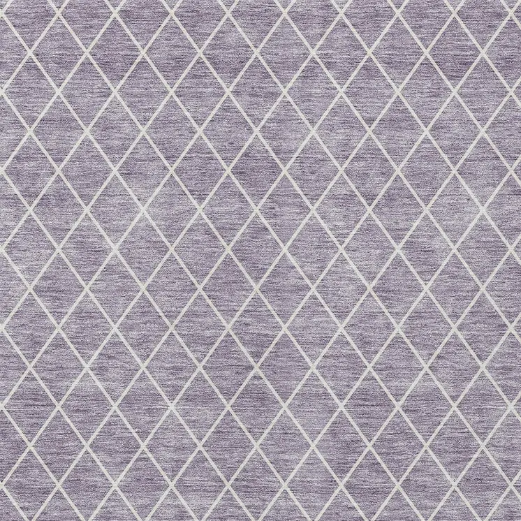 5' X 8' Lavender And Ivory Geometric Washable Indoor Outdoor Area Rug