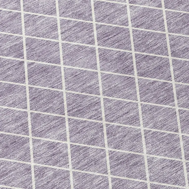 8' Lavender And Ivory Round Geometric Washable Indoor Outdoor Area Rug