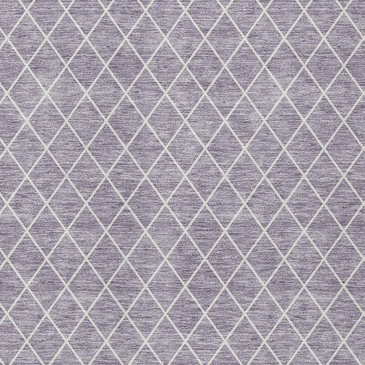 9' X 12' Lavender And Ivory Geometric Washable Indoor Outdoor Area Rug
