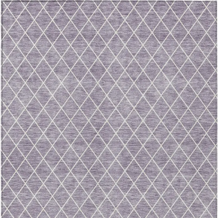 10' X 14' Lavender And Ivory Geometric Washable Indoor Outdoor Area Rug