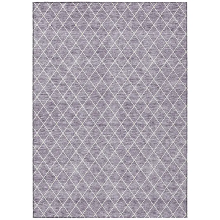 10' X 14' Lavender And Ivory Geometric Washable Indoor Outdoor Area Rug