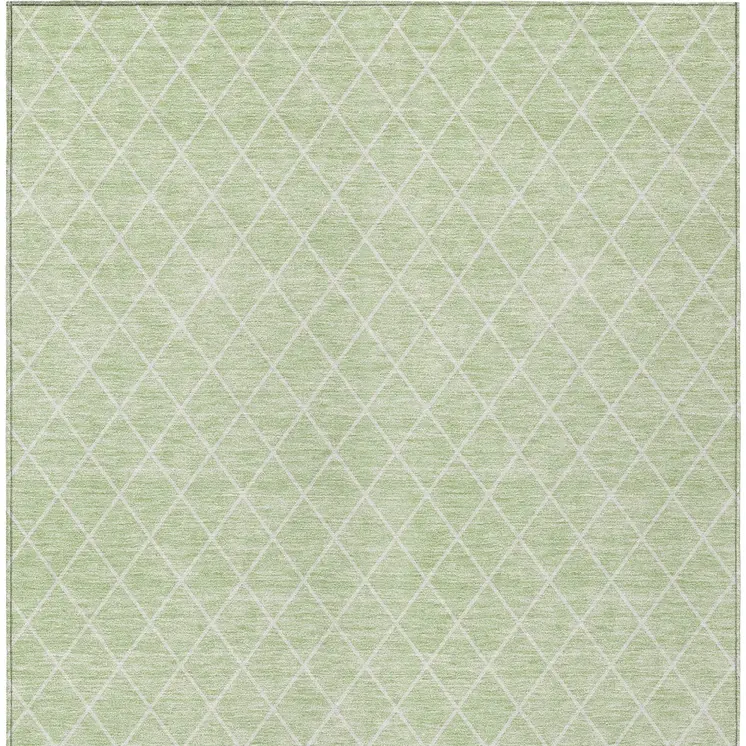 3' X 5' Mint Green And Ivory Geometric Washable Indoor Outdoor Area Rug