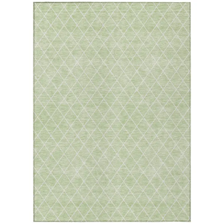 8' X 10' Mint Green And Ivory Geometric Washable Indoor Outdoor Area Rug
