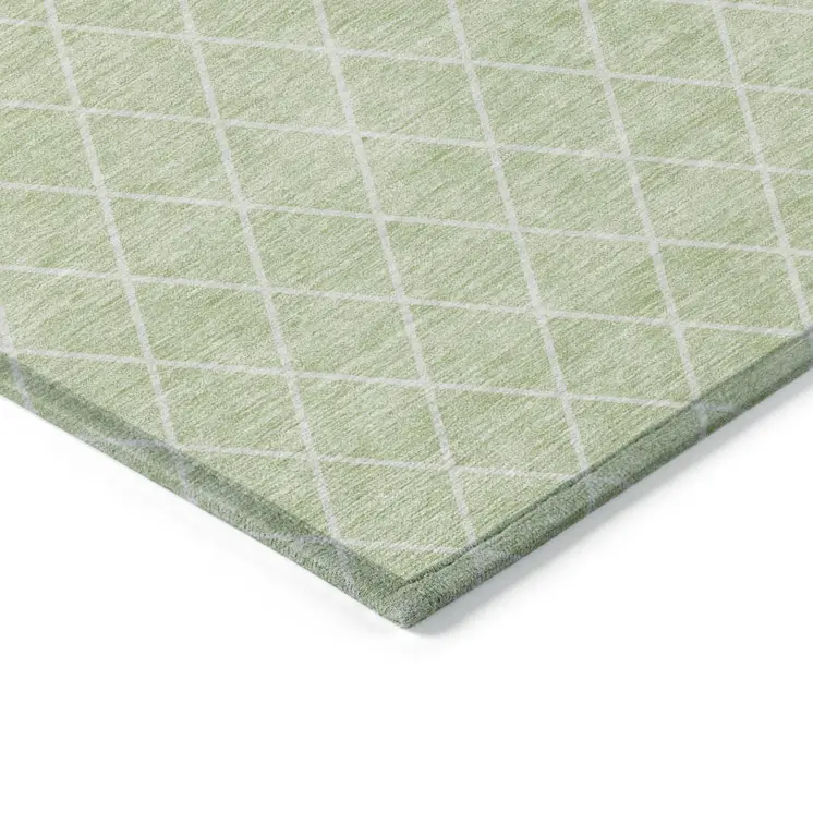 8' X 10' Mint Green And Ivory Geometric Washable Indoor Outdoor Area Rug