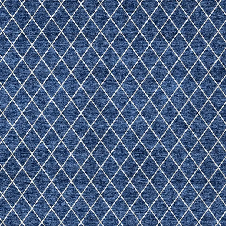 10' X 14' Navy Blue And Ivory Geometric Washable Indoor Outdoor Area Rug