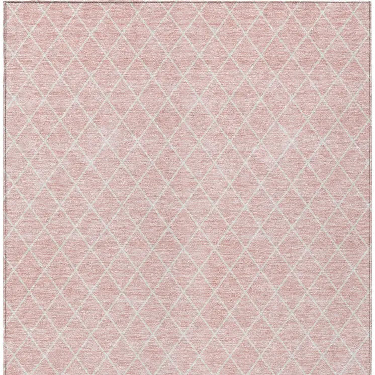 3' X 5' Pink And Gray Geometric Washable Indoor Outdoor Area Rug