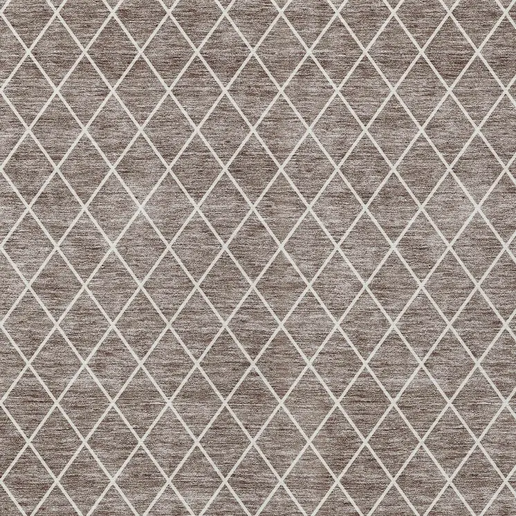 5' X 8' Taupe And Ivory Geometric Washable Indoor Outdoor Area Rug