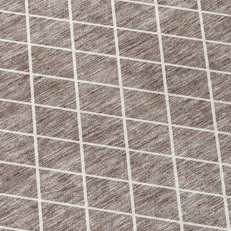 8' Taupe And Ivory Round Geometric Washable Indoor Outdoor Area Rug