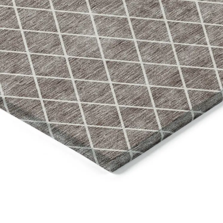 8' X 10' Taupe And Ivory Geometric Washable Indoor Outdoor Area Rug