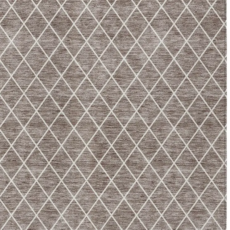 9' X 12' Taupe And Ivory Geometric Washable Indoor Outdoor Area Rug