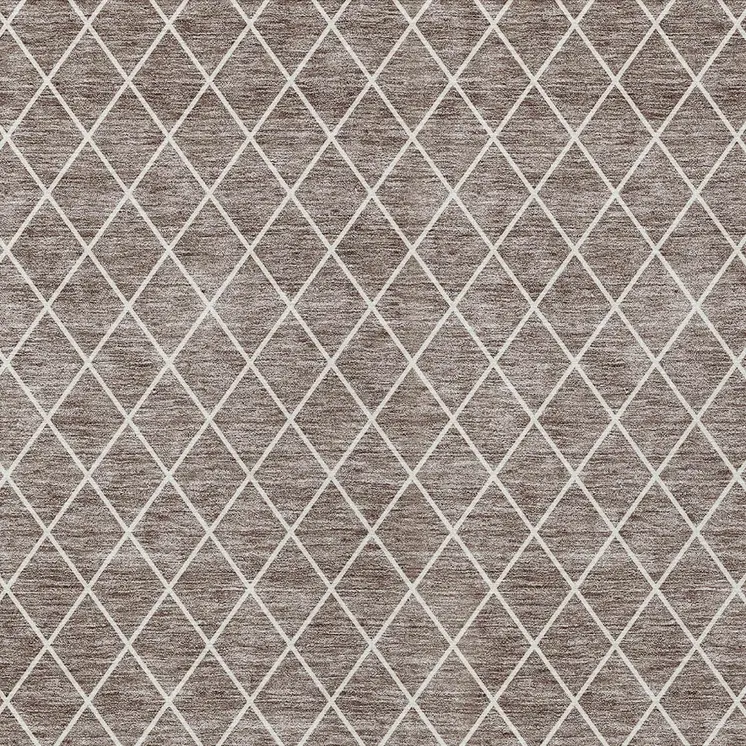 10' X 14' Taupe And Ivory Geometric Washable Indoor Outdoor Area Rug