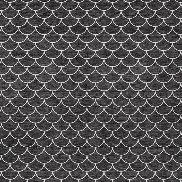 9' X 12' Black And Ivory Geometric Washable Indoor Outdoor Area Rug