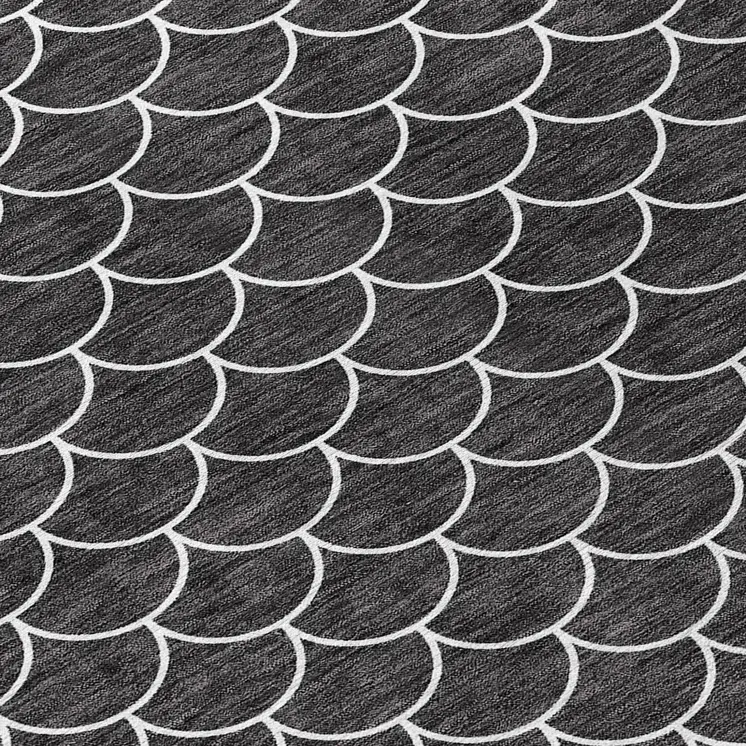 9' X 12' Black And Ivory Geometric Washable Indoor Outdoor Area Rug