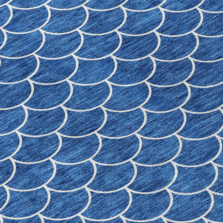 9' X 12' Blue And Ivory Geometric Washable Indoor Outdoor Area Rug
