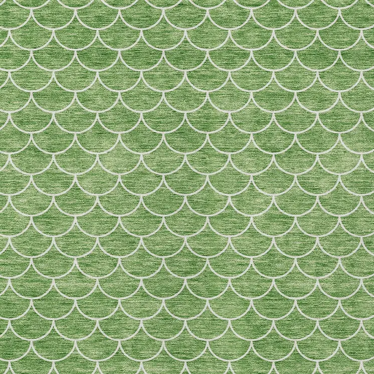 3' X 5' Green And Ivory Geometric Washable Indoor Outdoor Area Rug