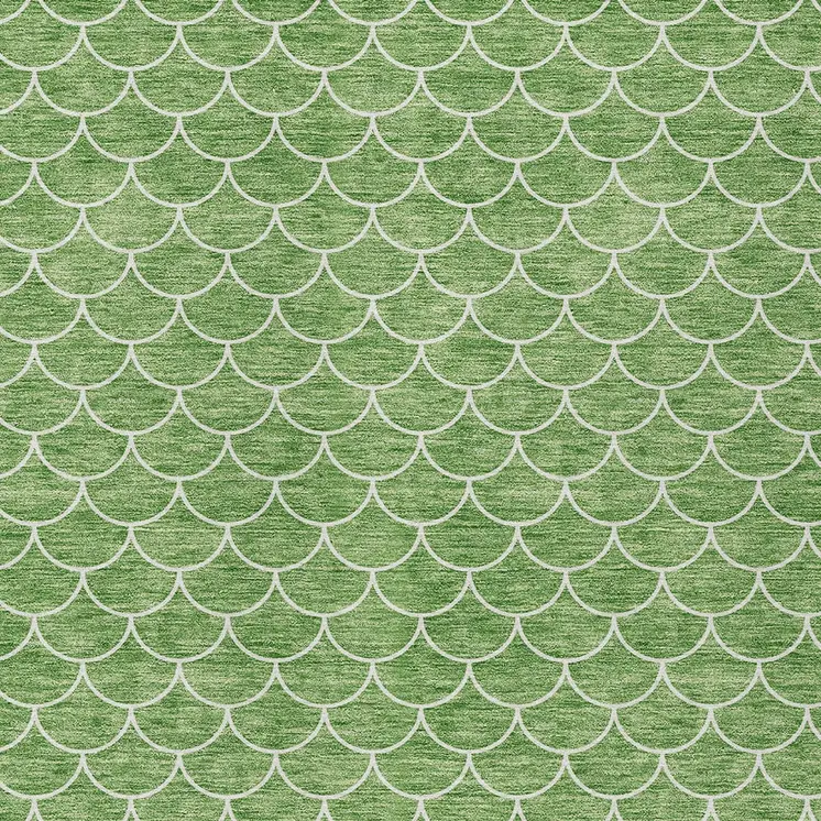 10' X 14' Green And Ivory Geometric Washable Indoor Outdoor Area Rug