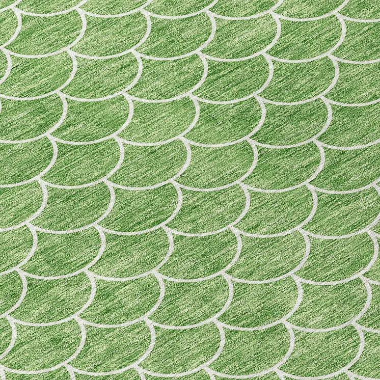 10' X 14' Green And Ivory Geometric Washable Indoor Outdoor Area Rug