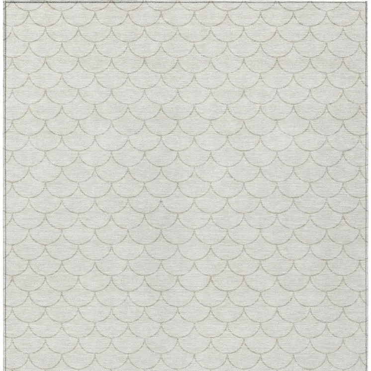 5' X 8' Ivory And Beige Geometric Washable Indoor Outdoor Area Rug