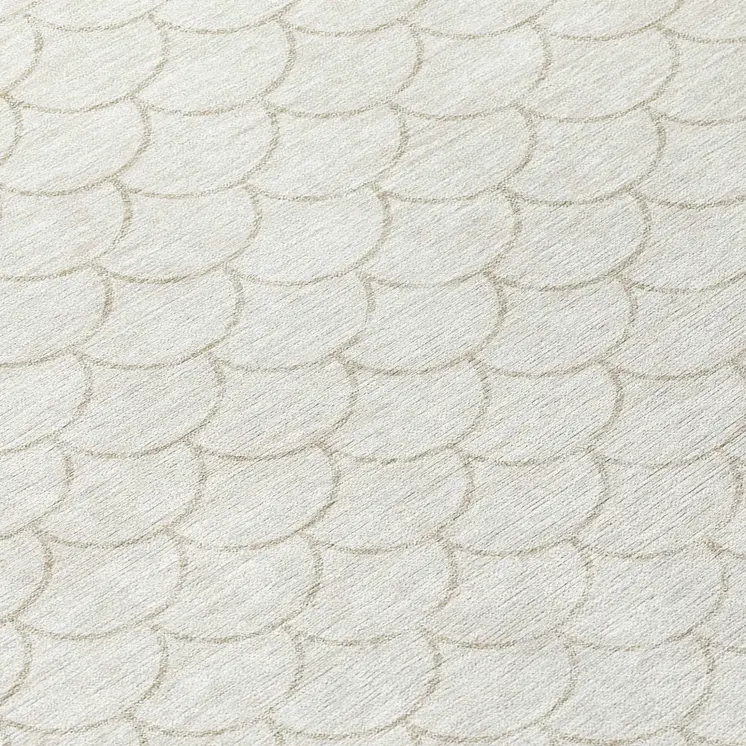 8' Ivory And Beige Round Geometric Washable Indoor Outdoor Area Rug